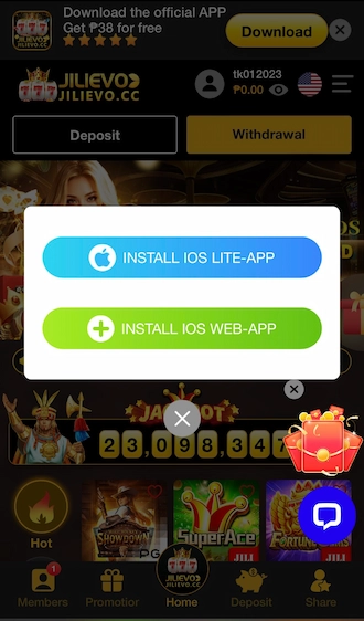 Step 2: A notification appears, click on "INSTALL IOS LITE-APP"