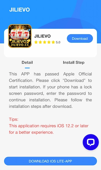 Step 3: The JILIEVO application will appear, click "Download".